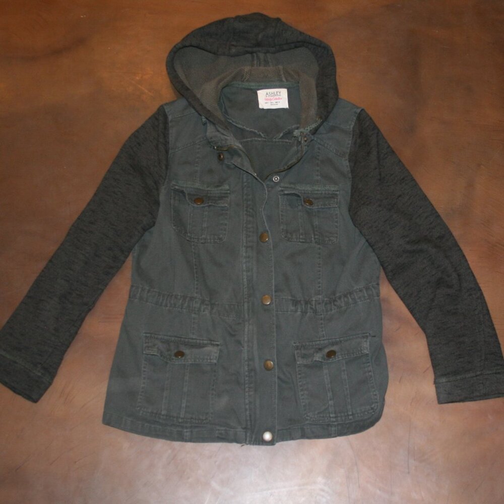Ashley By 26 International Large Green Hooded Utility Jacket Chest: 42" Military - Picture 5 of 8